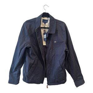 GANT Jacket Mens Medium Evening Blue Cotton Windcheater Coat Full Zip Logo M